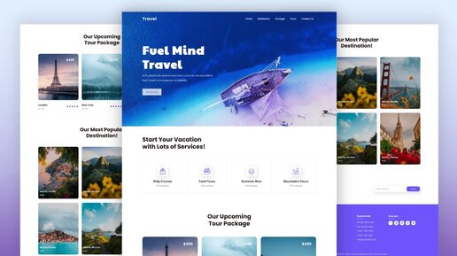 Создайте адаптивный дизайн веб-сайта Tour & Travel используя только HTML и CSS