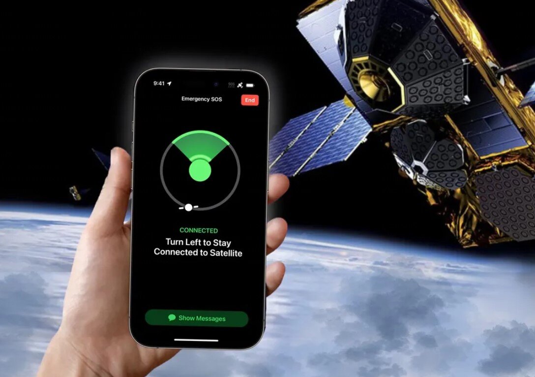 iPhone 14 способны связываться со спутниками Globalstar, прежде всего для обмена экстренными сообщениями. Источник: SpaceNews/Apple/Globalstar  📷
