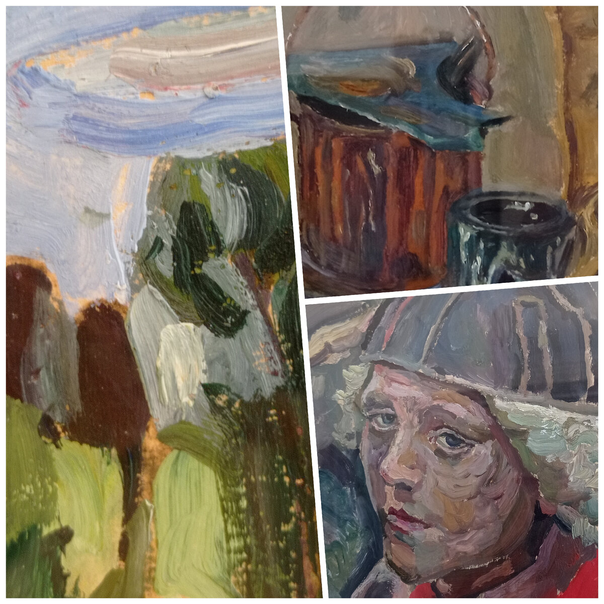 Фрагменты картин Калмыкова, находящихся в Оренбургском музее