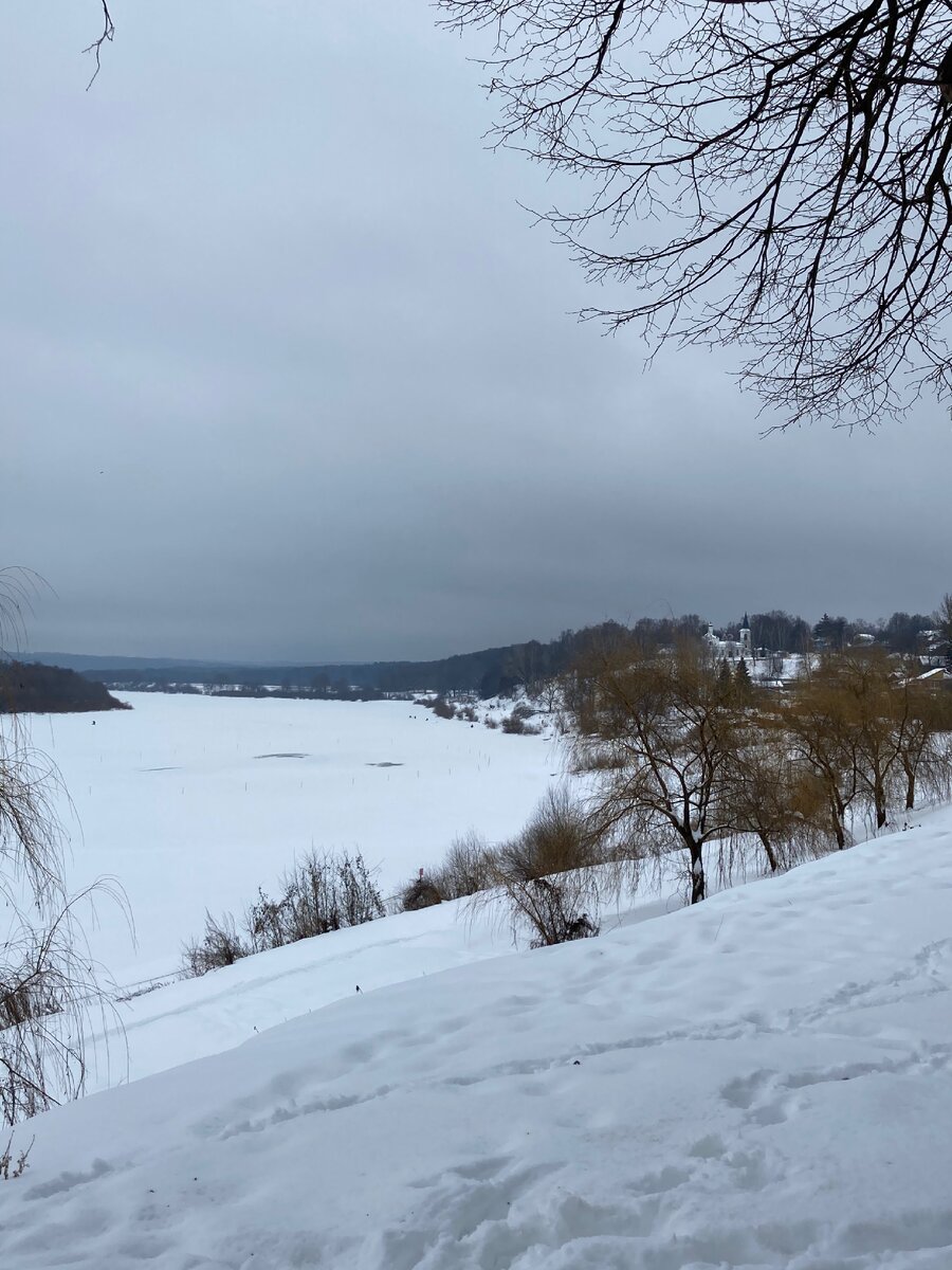 Это мы уже в Тарусе. Просто повернулись к домикам спиной, а к Оке лицами. Солнца по-прежнему нет, но жизнь явно налаживается:)
