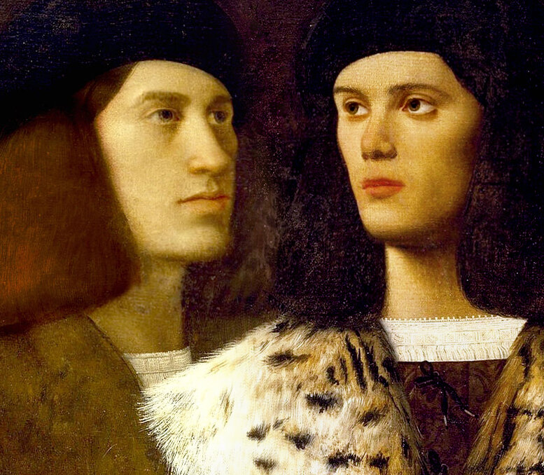 Вот так я представляю себе Тибо (справа) и Найдхарта (слева). Это портрет более поздней эпохи, но зато на мой взгляд он передаёт личности героев. Листайте...