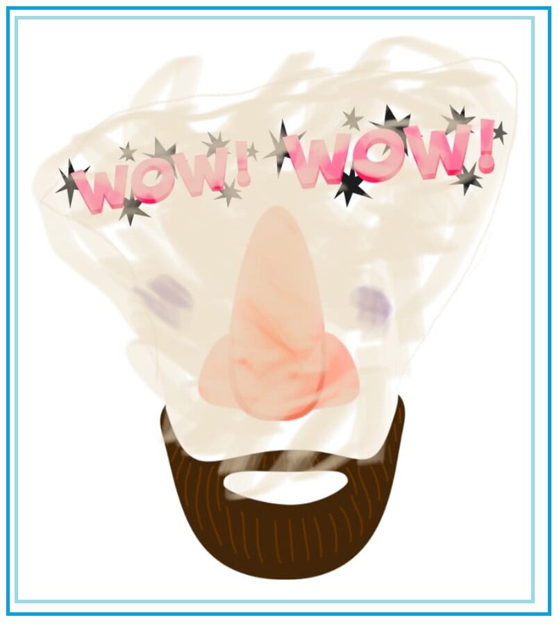 Сын побаловался с графическим планшетом, сказал: "Это папа, когда тебя первый раз увидел".  Интереса  к гаджету хватило ровно на 3 минуты).