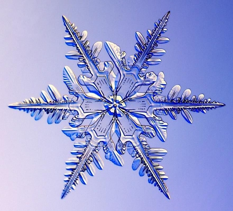 Все снежинки шестиконечны и каждая уникальна по форме!