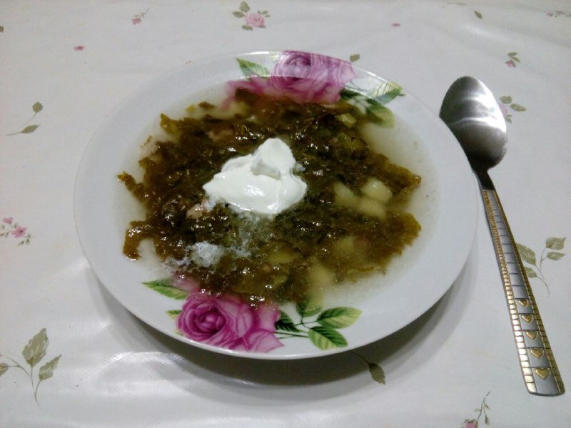 Зелёный борщ со сметаною