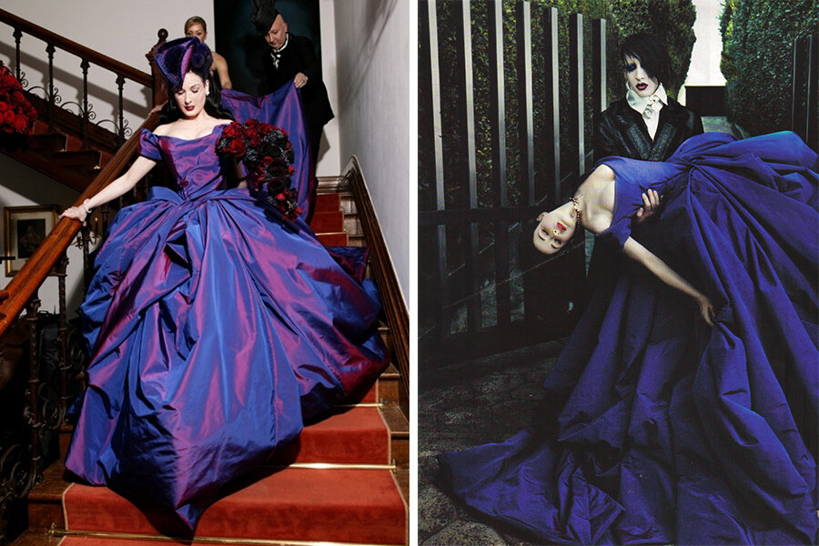 Костюм Zara и перламутровое фиолетовое платье – вышли бы в таком замуж? А эти звезды так и сделали!