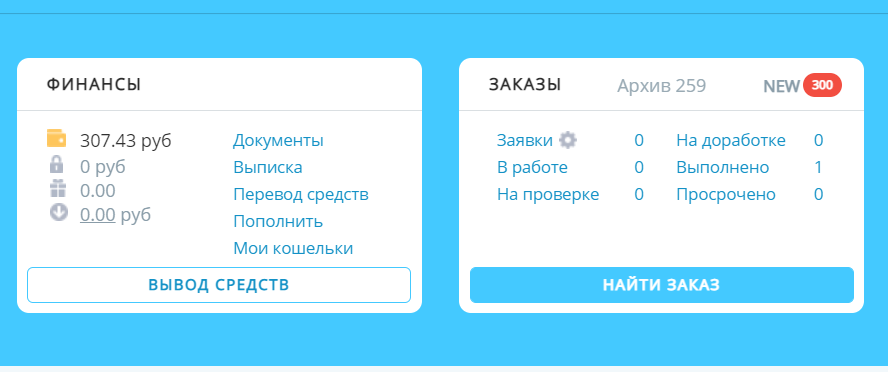 скрин из личного кабинета на text.ru