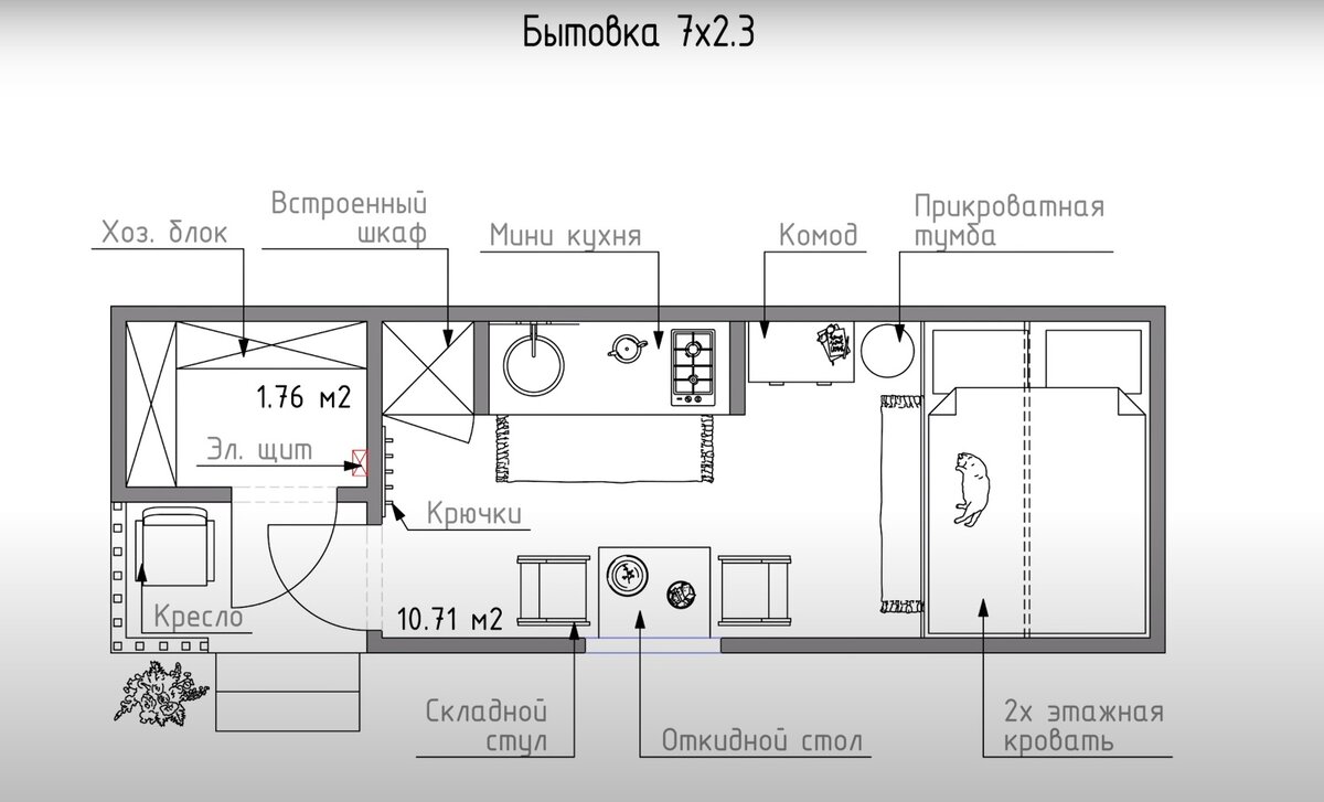 Планировка дома из бытовки