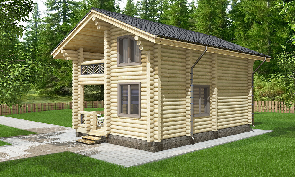 Проект деревянной бани B-48 от "Экохоум" 