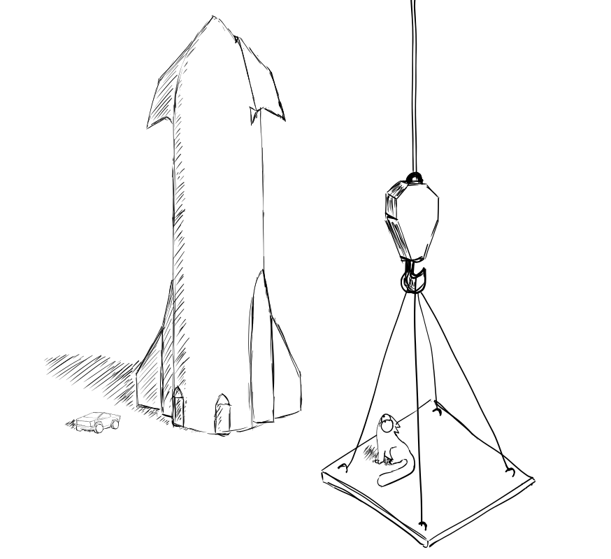Ракета SpaceX и Кот height=799px width=874px