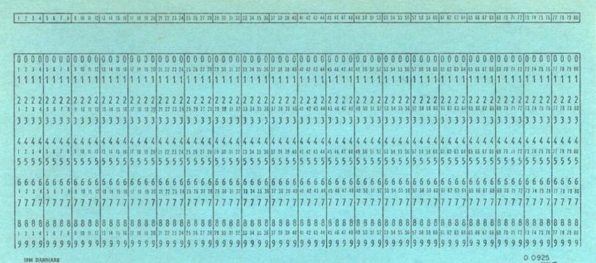 Перфокарта формата IBM. Изображение: Wikimedia Commons