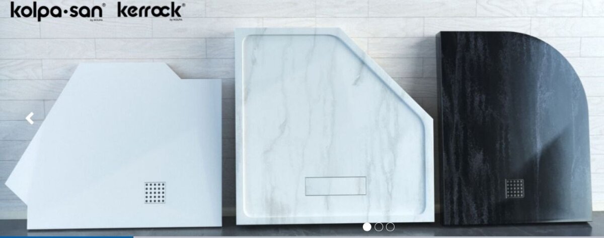 Можно сделать на заказ поддон любой формы: например, полукруглой, прямоугольной или пентагональной. Разные размеры и выбор из 99 цветов