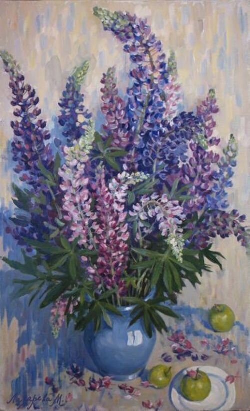 Люпины картина маслом