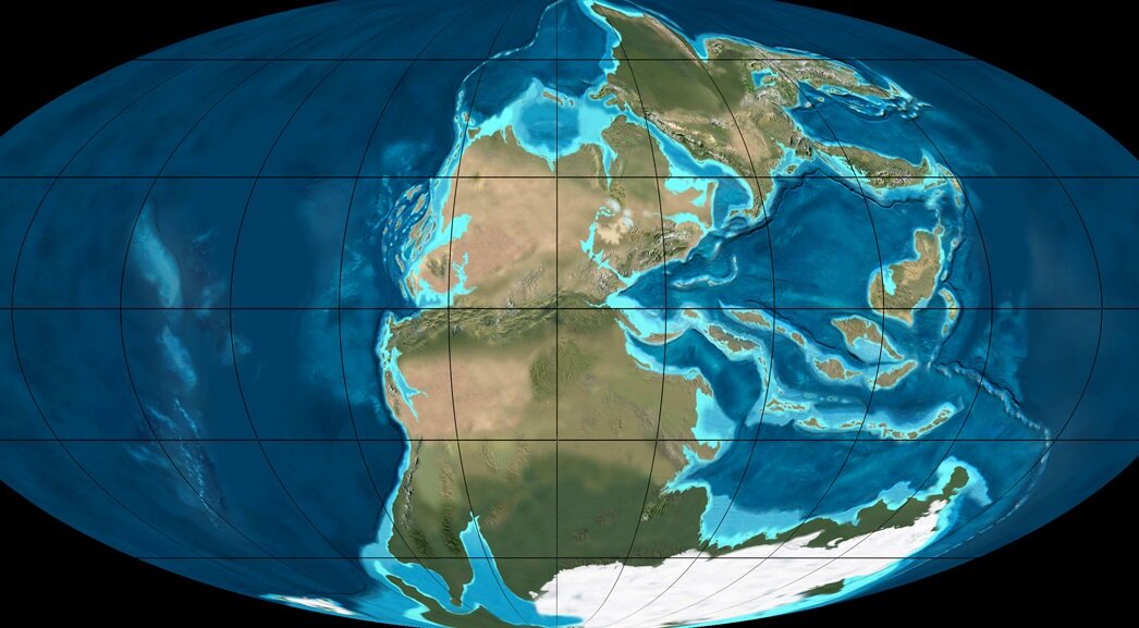 Карта мира миллион лет назад