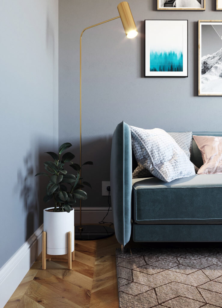 Сканди двушка с элементами классики. Уютный интерьер для семьи из двух человек