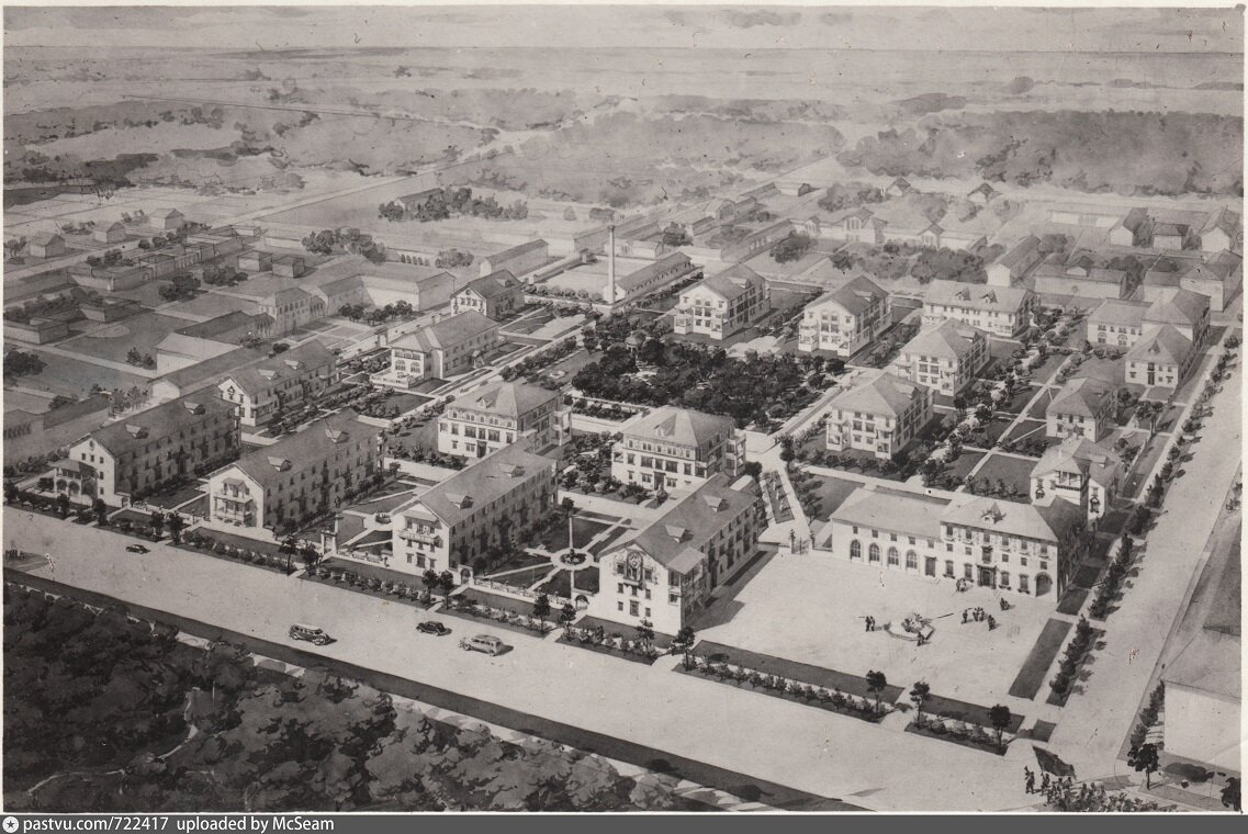 Проектная аксонометрия застройки Измайлово (сейчас бы готовили рендер), 1946г 