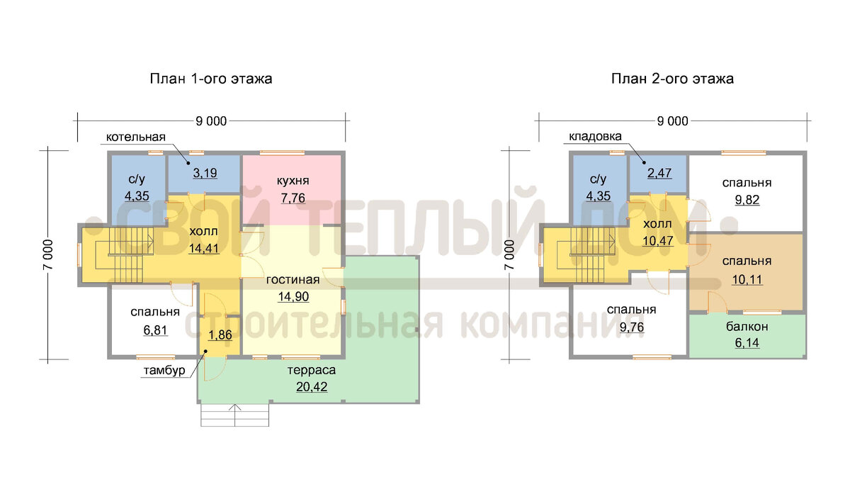 Внутренняя планировка этажей дома по проекту КД-46