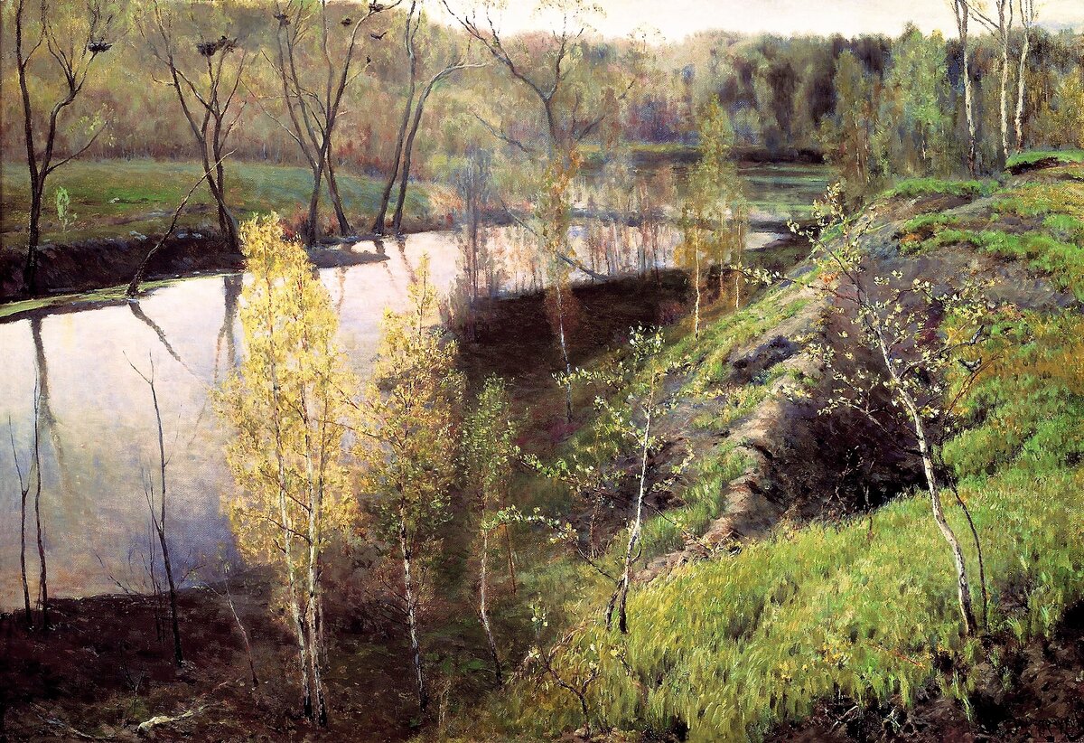 Остроухов И.С., «Первая зелень», 1887, холст, масло, 71 х 105 см, Государственная Третьяковская галерея, Москва