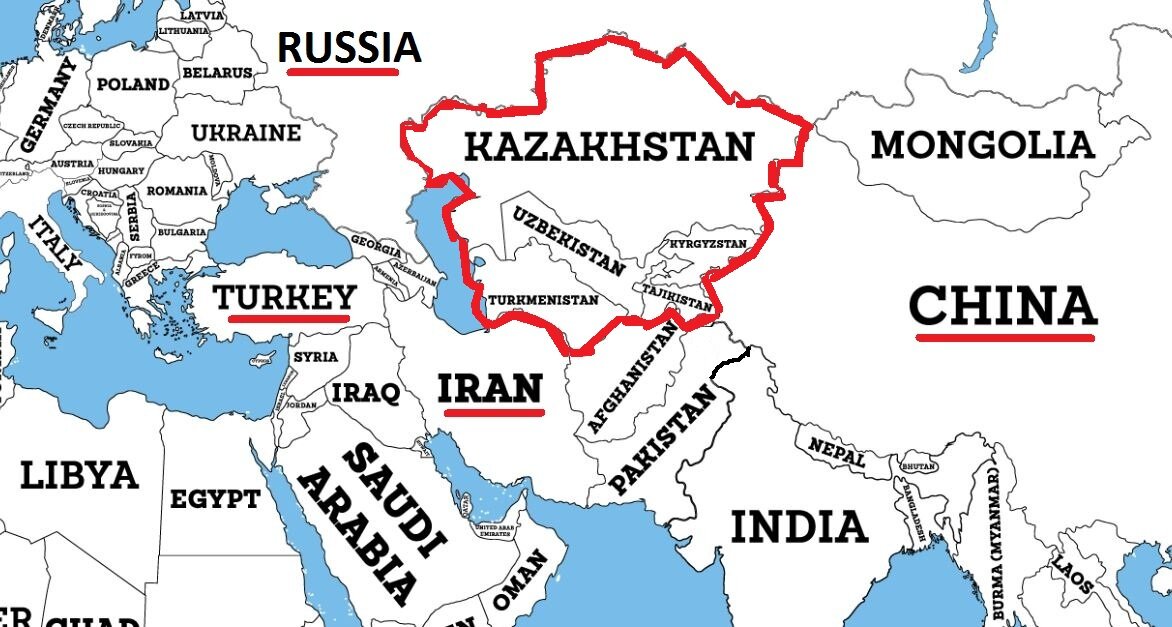 Карта россии казахстан китай