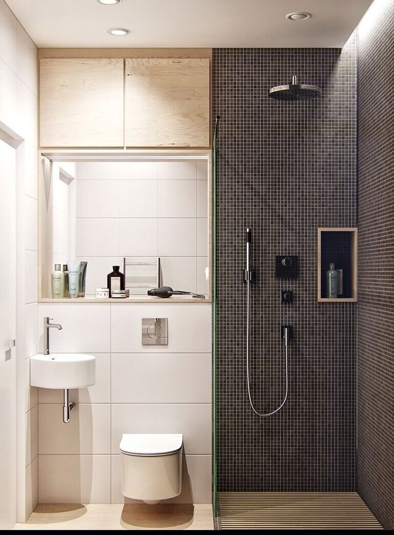 Дизайн маленькой ванной комнаты с душевой кабиной: варианты оформления — INMYROOM