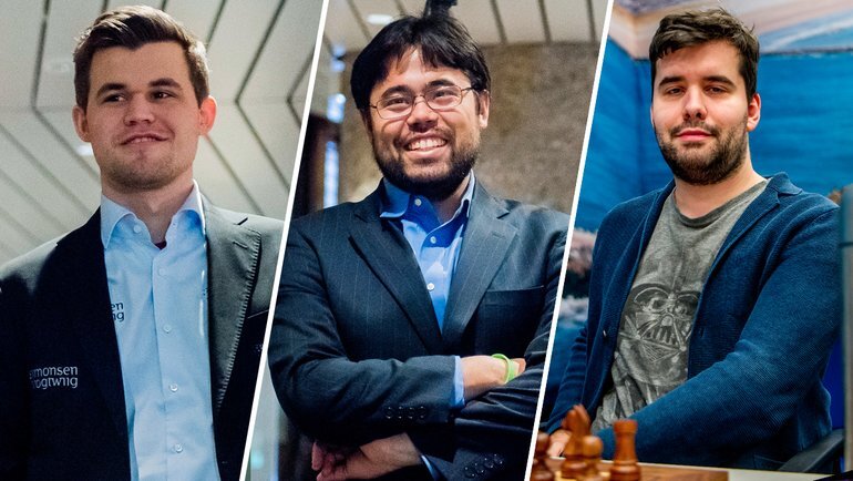    Магнус Карлсен, Хикару Накамура, Ян Непомнящий.