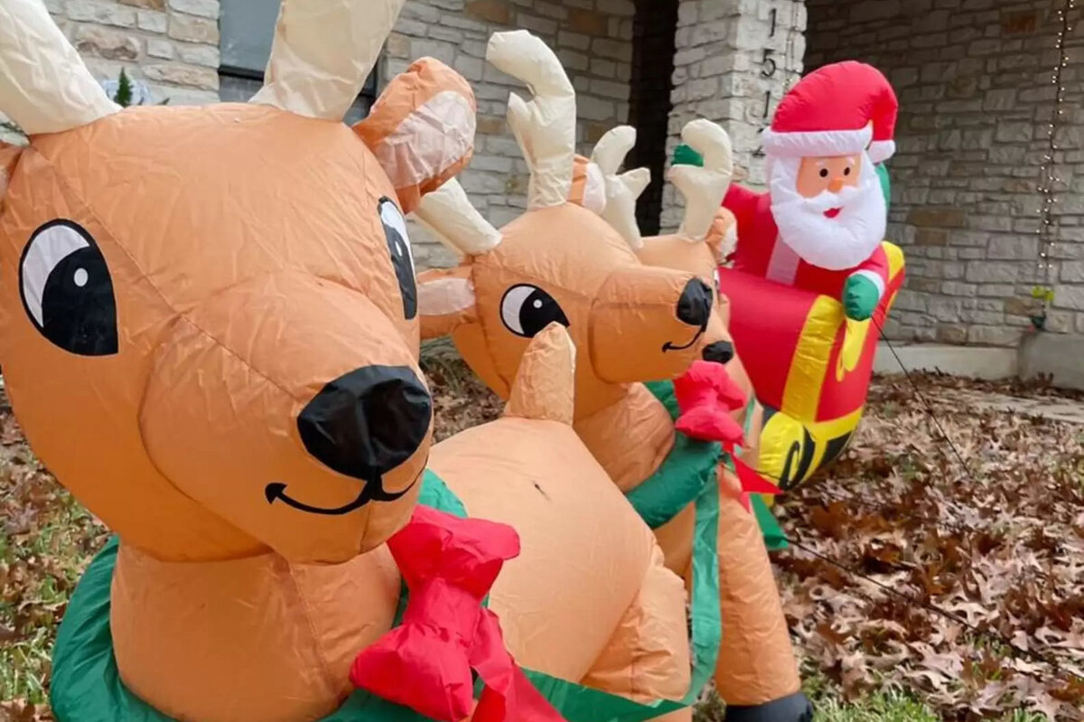     В США оленям не понравились их игрушечные копии и они напали на них