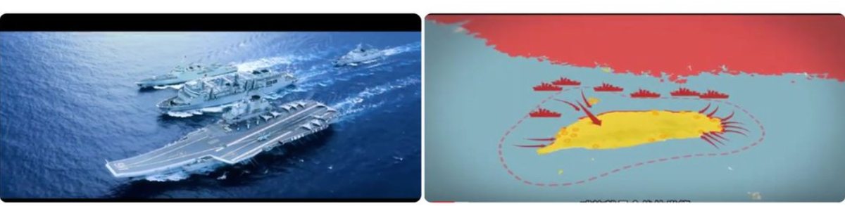 Dragonbridge загружала милитаристские видеоролики, приуроченные к крупномасштабным военным учениям НОАК в районе Тайваня.