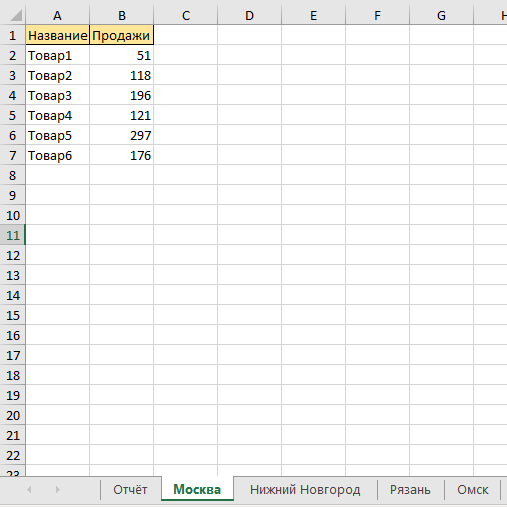 Ссылки на другие листы в Excel