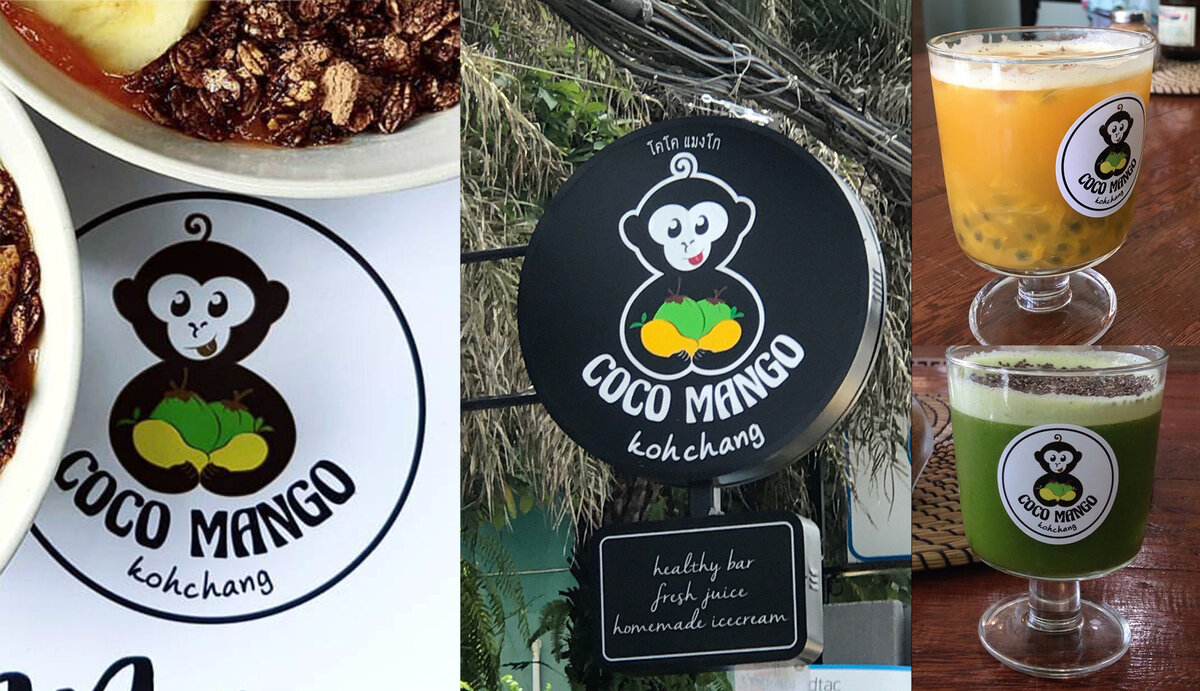 Референс логотипа с обезьянкой от заказчицы "Coco Mango kohchang"