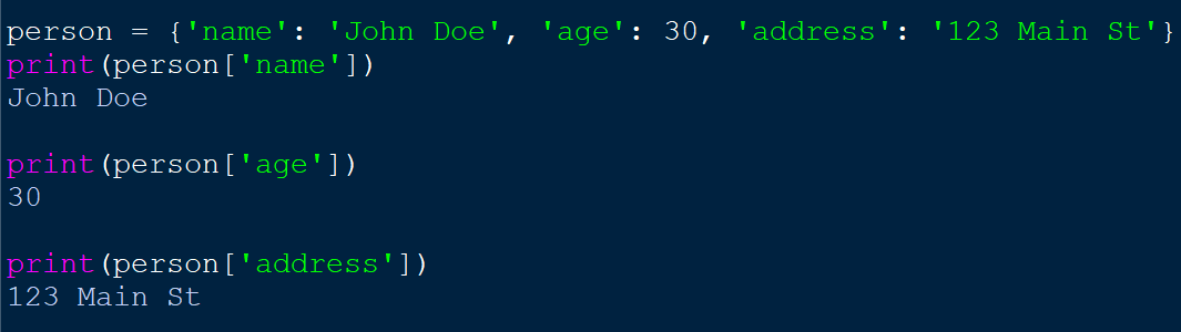 Для доступа к значениям мы можем использовать ключи в квадратных скобках [ ]
