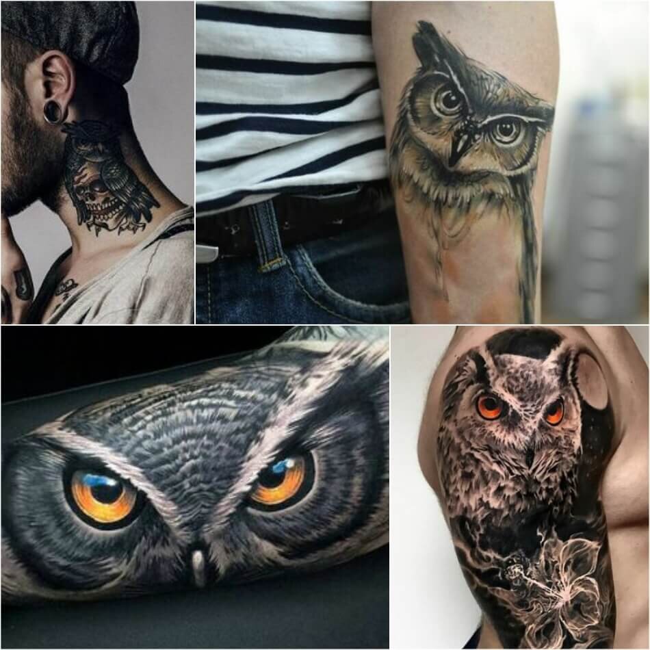 Татуировки сов на спине