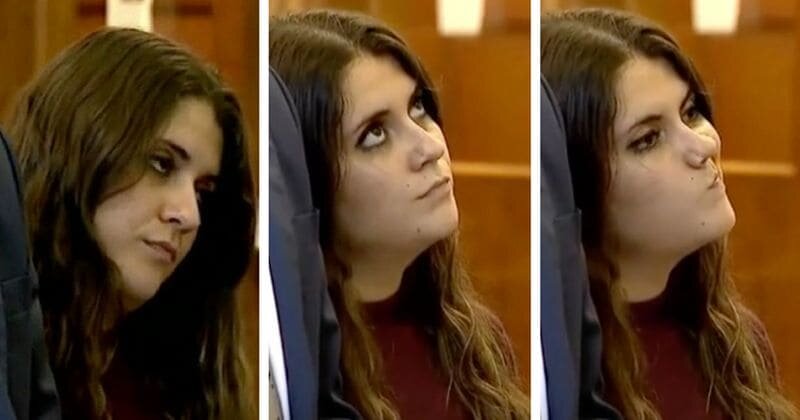 Никки Йовино, 19-летняя студентка колледжа из Коннектикута, признавшая, что она дала ложные обвинения в изнасиловании, закатывает глаза во время судебного слушания.