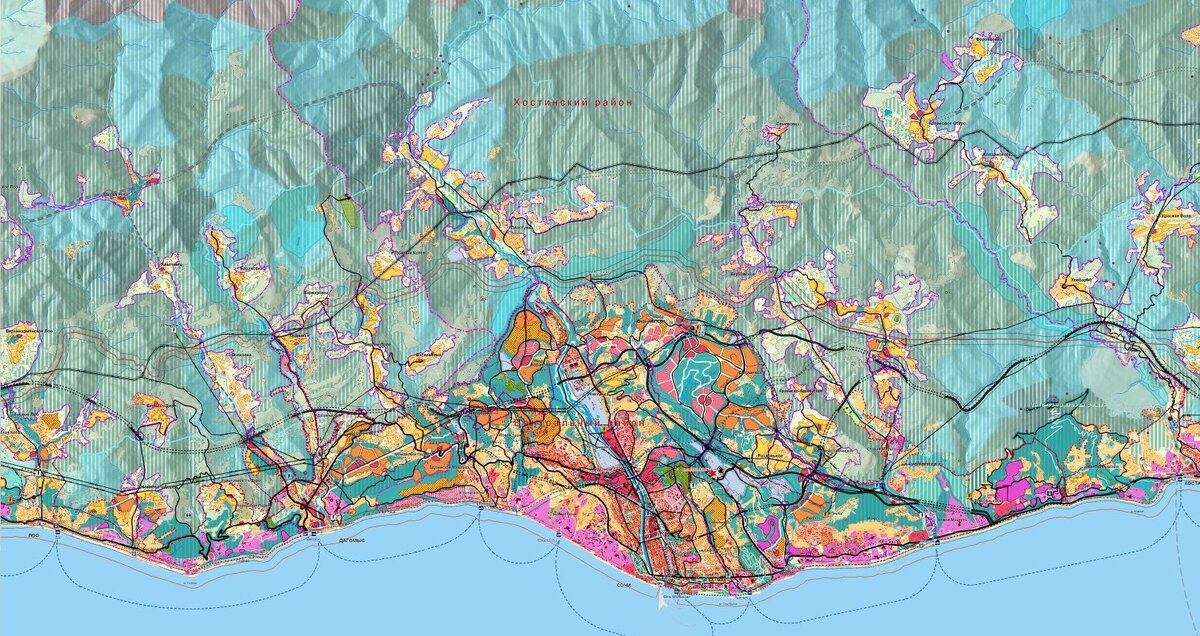 Сочи. Проектный план. Схема функционального зонирования.