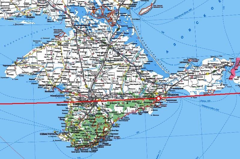 Крым находится на 45 параллели - Георгиевской или Архангело-Михаловской линии