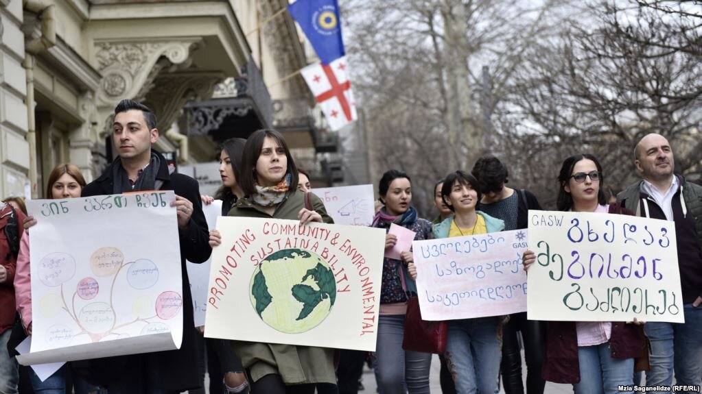 Протест работников социальной сферы. Февраль 2019 года. Фото: Мзия Саганелидзе/Радио Свобода 