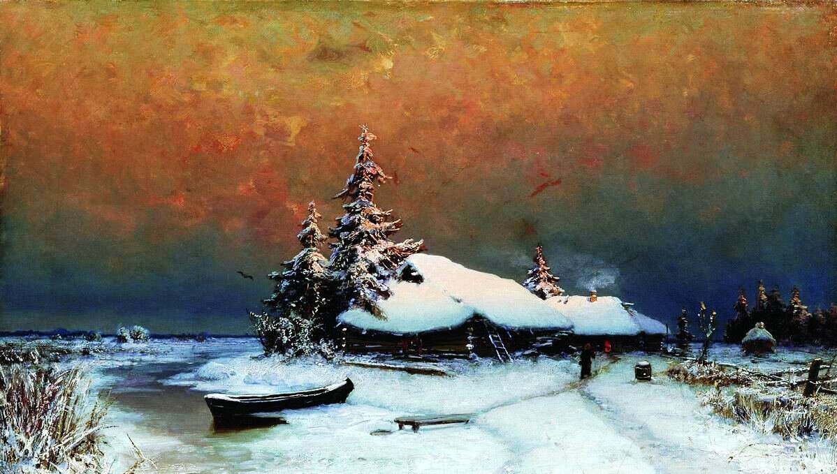 "Зимний закат", 1887, холст, масло, 28×44 