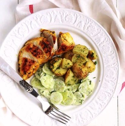 Молодой картофель с маринованными куриными грудками, рецепт, кулинарные рецепты, кулинария, блюда на обед, блюда на ужин