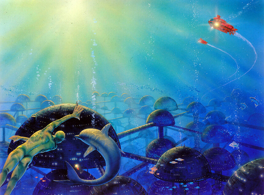 2024 г для рыб. Рисунок подводного города. Подводный город рисунок. Подводный город абстракция композиция. Подводный город гуашь 6 класс.