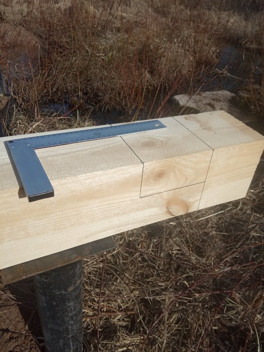 Разметка выпила и торцевания бруса