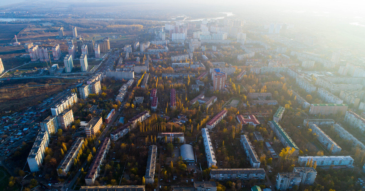 Микрорайон Гидростроителей г. Краснодар. Частичная панорама.