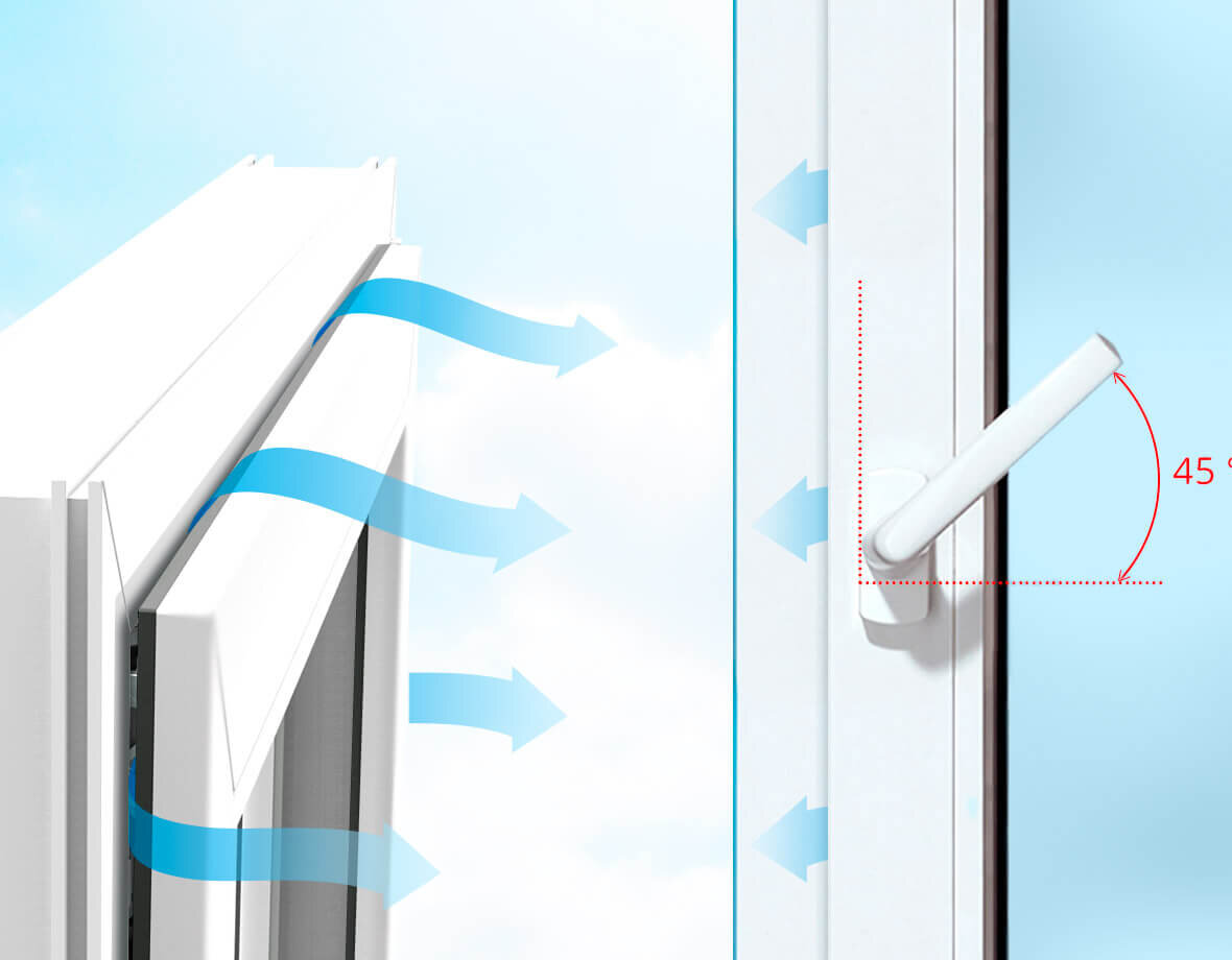 Открывание окна в режиме микропроветривания