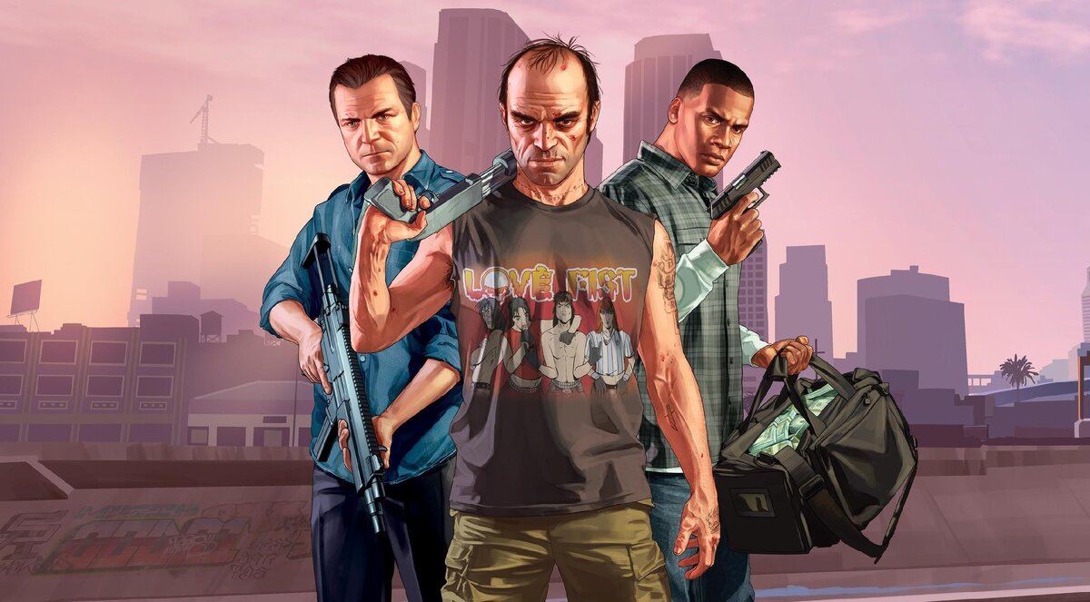 Фото с обложки последней серии игры GTAV.