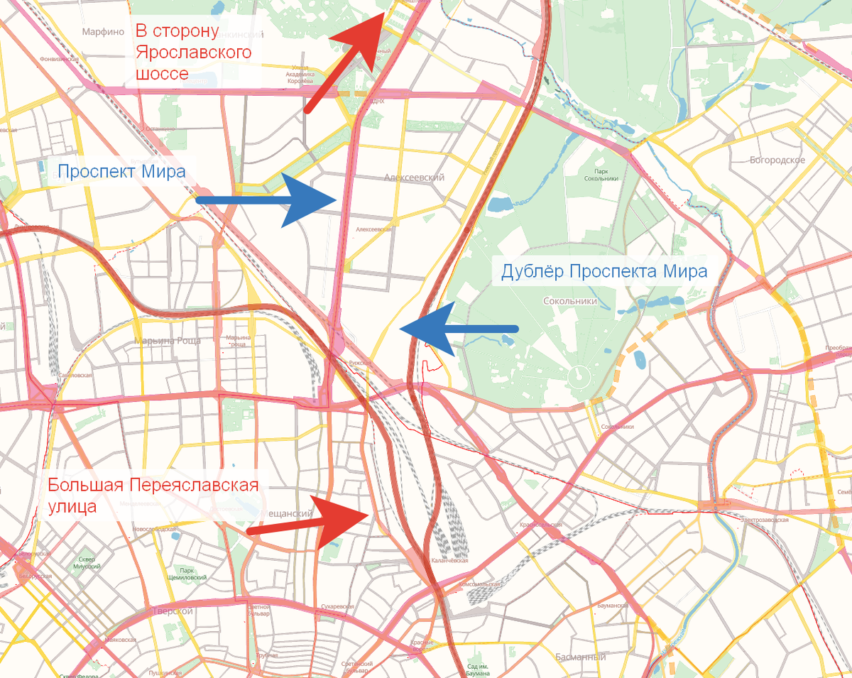 1) Дублёр Проспекта Мира на Генплане Москвы 2010.