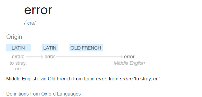 Этимологически смысл этого слова в схождении с пути, латинское  errare - to stray. В английском бродячая собака - a stray dog, про котов тоже так можно, a stray cat, но уличные кошки чаще называются "alley cats", видимо, потому как коты себя вылизывают, и даже если "бродячие", выглядят как дамы на променаде - ухоженно. 