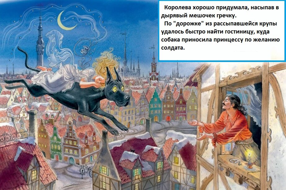 Собака уже в третий раз приносила принцессу на себе в гостиницу, на свидание к солдату /из фонда Яндекс. Картинки/