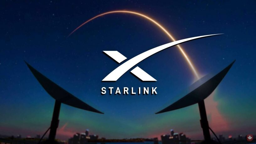 Иллюстративное изображение с логотипом Starlink.