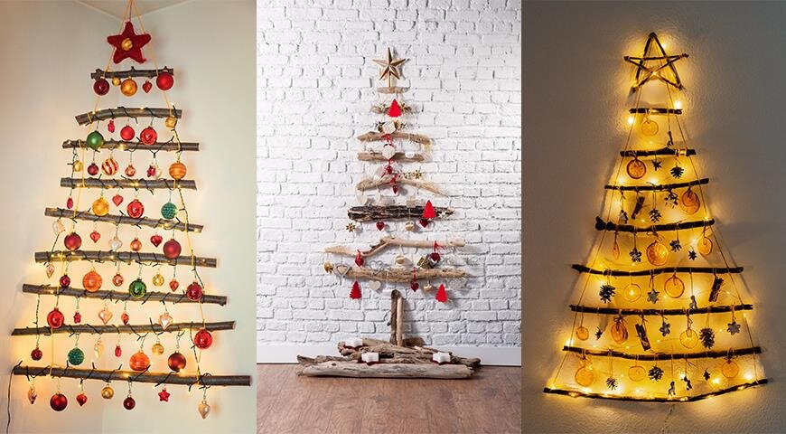 варианты настенных елок