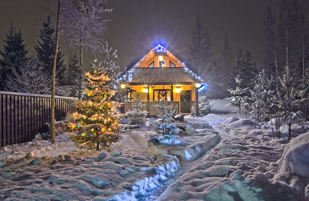 Маленькая деревушка зимой