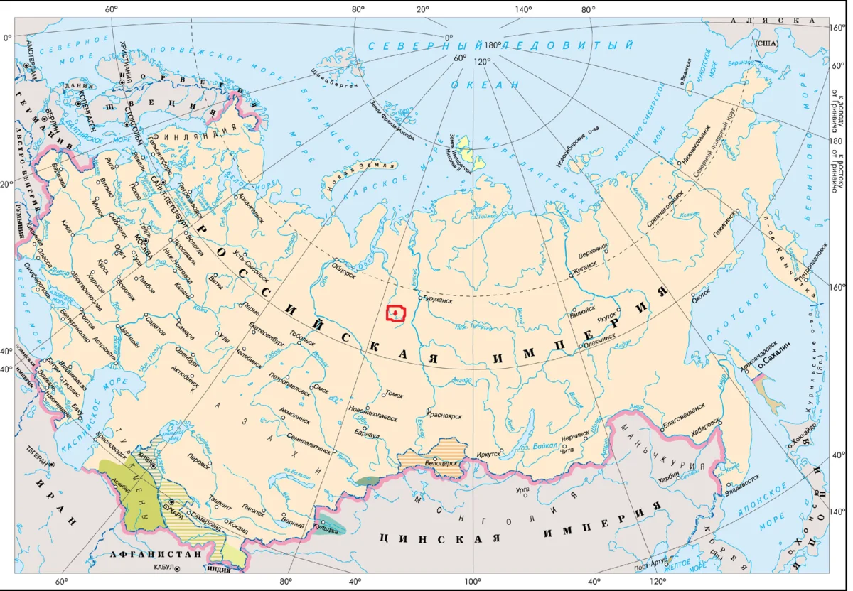 Границы Российской империи до 1917 года на карте