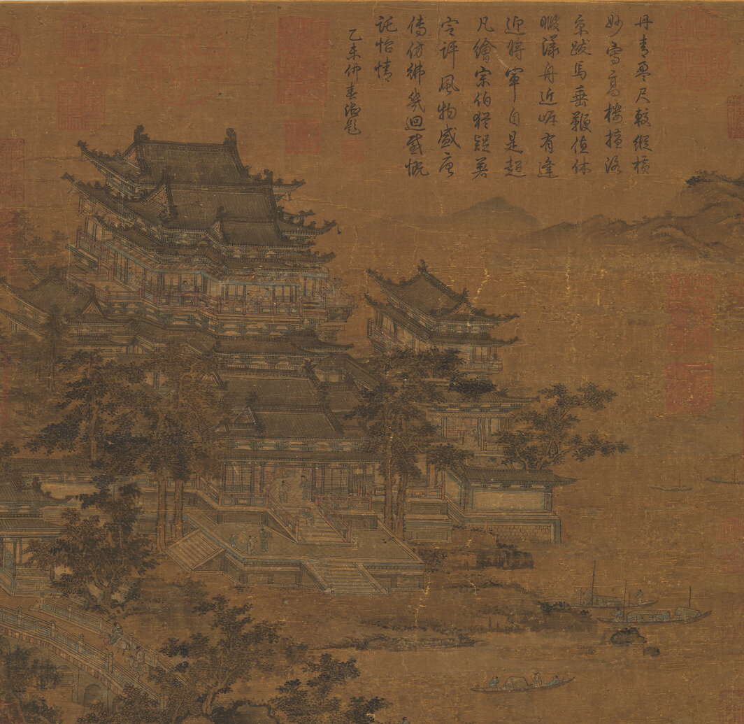 "Дом в Лояне" (洛阳楼图), художник Ли Чжаодао (ок. 675—741 гг.). 