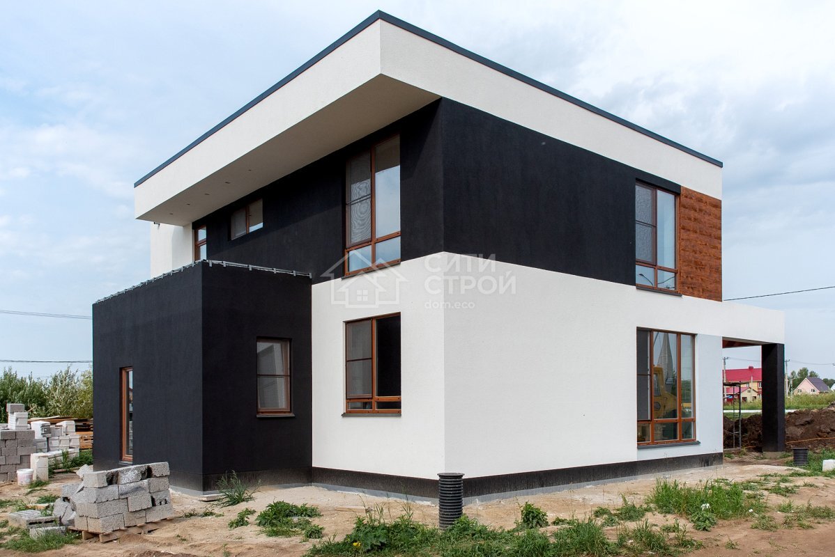 Дом с плоской крышей в стиле хай-тек в Молодежном